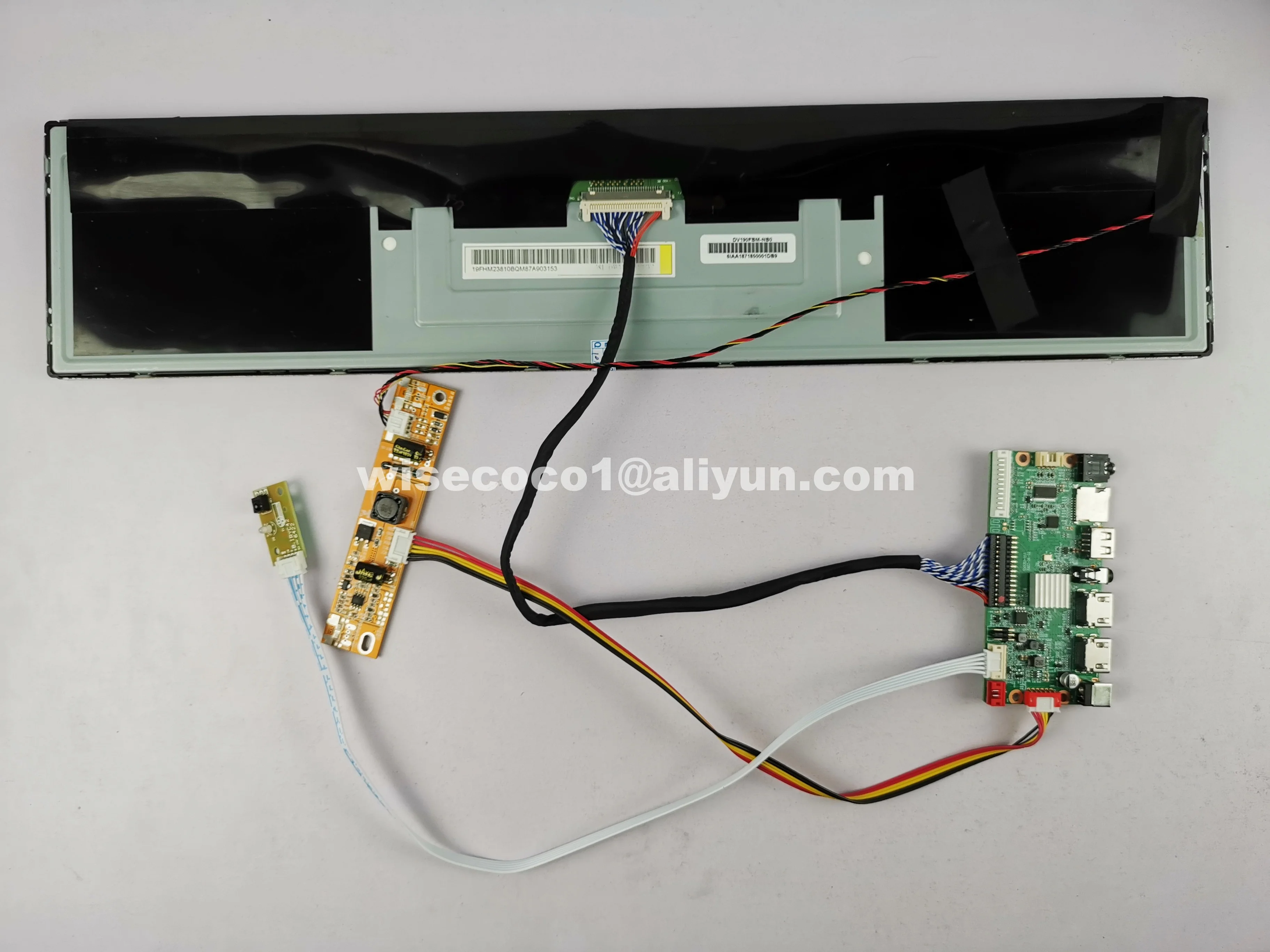 19 Inch 1920x360 Ultra Wide Stretched Bar LCD Advertising Display Shelf Edge Arcade Cabinet Screen DV190FBM HDM-I AV SD Input