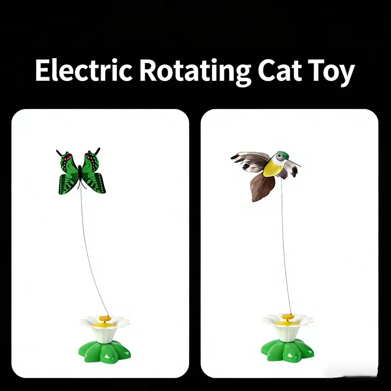 1 Stück Elektrisches Schmetterlings-Katzenspielzeug, rotierend, fliegend, automatisch, Kolibri-Imitat, Intelligenztraining, lustiges Haustierspielzeug, zufällige Farbe – Detail 1
