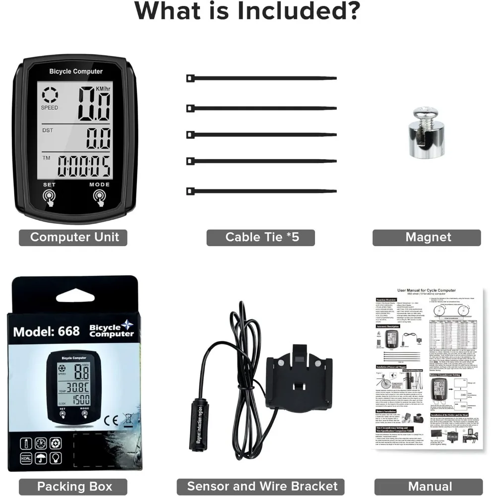 AliExpress Bike Computer and Bicycle Odometer Wired MPH KM/H Bike Speedometer with Automatic Wake-Up Cycling Speed Tracker LCD Display & Si