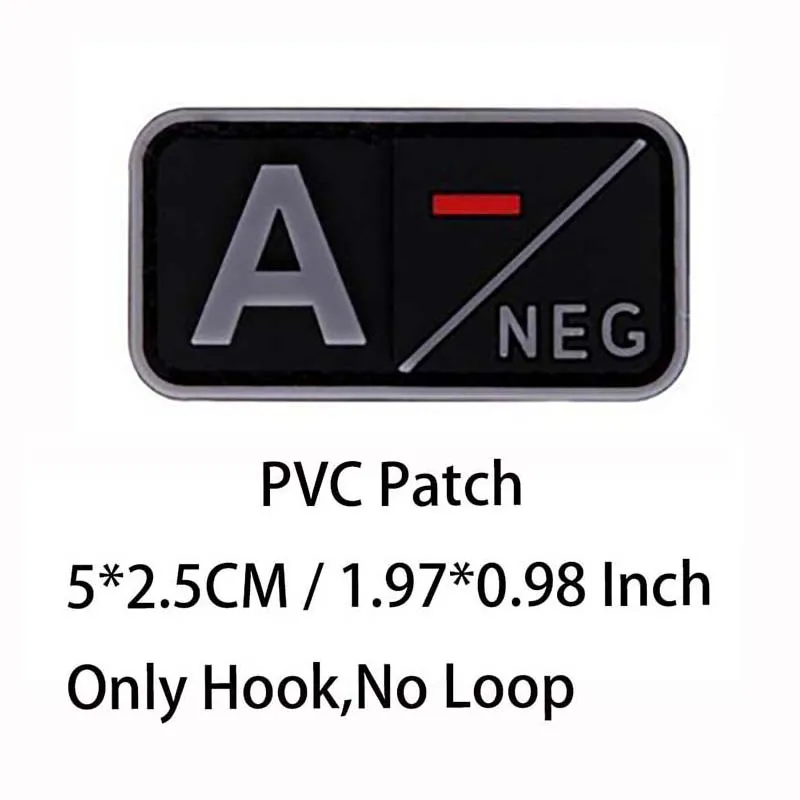 Kleiner Aufnäher mit Haken, PVC-Blutgruppe A B AB O POS NEG-Emblemen, Patches militärische taktische Abzeichen am Rucksack, Outdoor-Ausrüstung