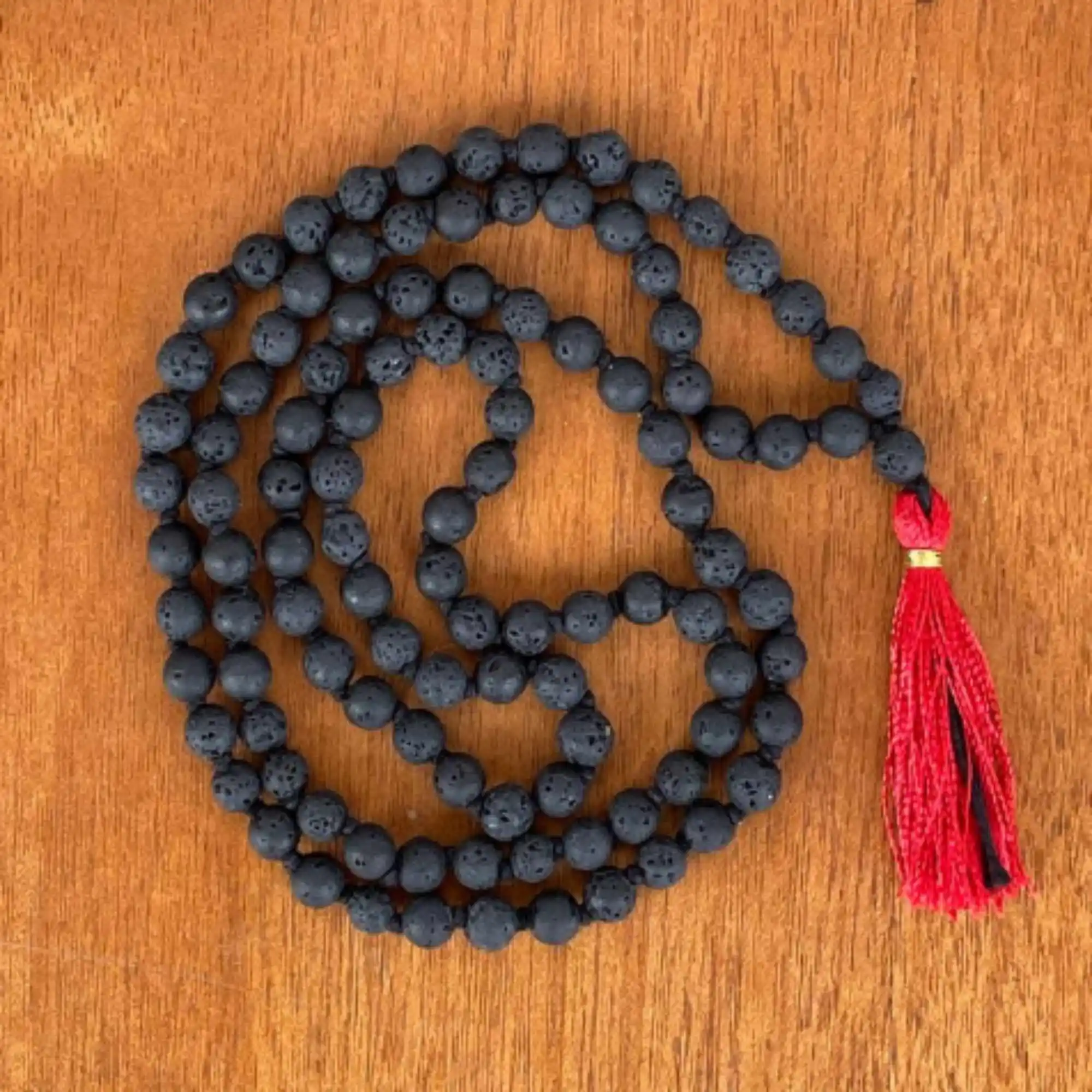 

8mm Natural knot black lava gemstone beads necklace Wrist Taseel Cuff Fragrant Healing Natural stone Bohemia Energy Prayer Men