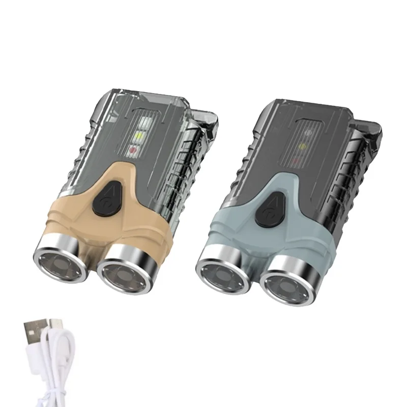 Dual-Head Keychain Flashlight Multi-Light Source Long-Range Beam Tail with Strong Magnet Multi-Functional Mini Torch for Daily U