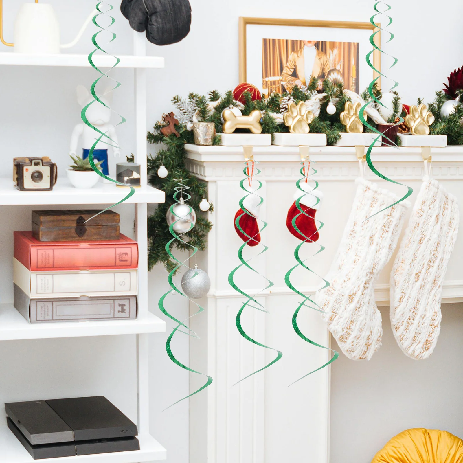 

6Pcs Spiral Hanging Streamers Bright Foil Curling Swirls Versatile Ceiling Decor for Valentine New Year Baby Shower Party