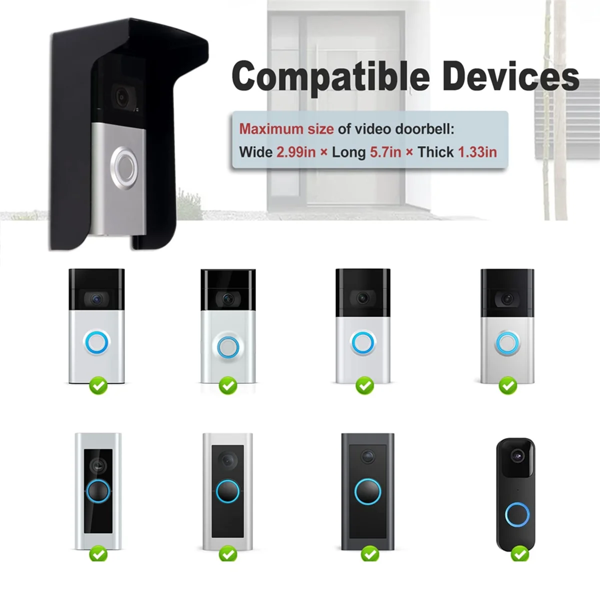 ABGIDoorbell レインカバーリングドアベルアンチグレアカバー、スチールドアベル天候遮断カバー保護、ほとんどのドアベル用