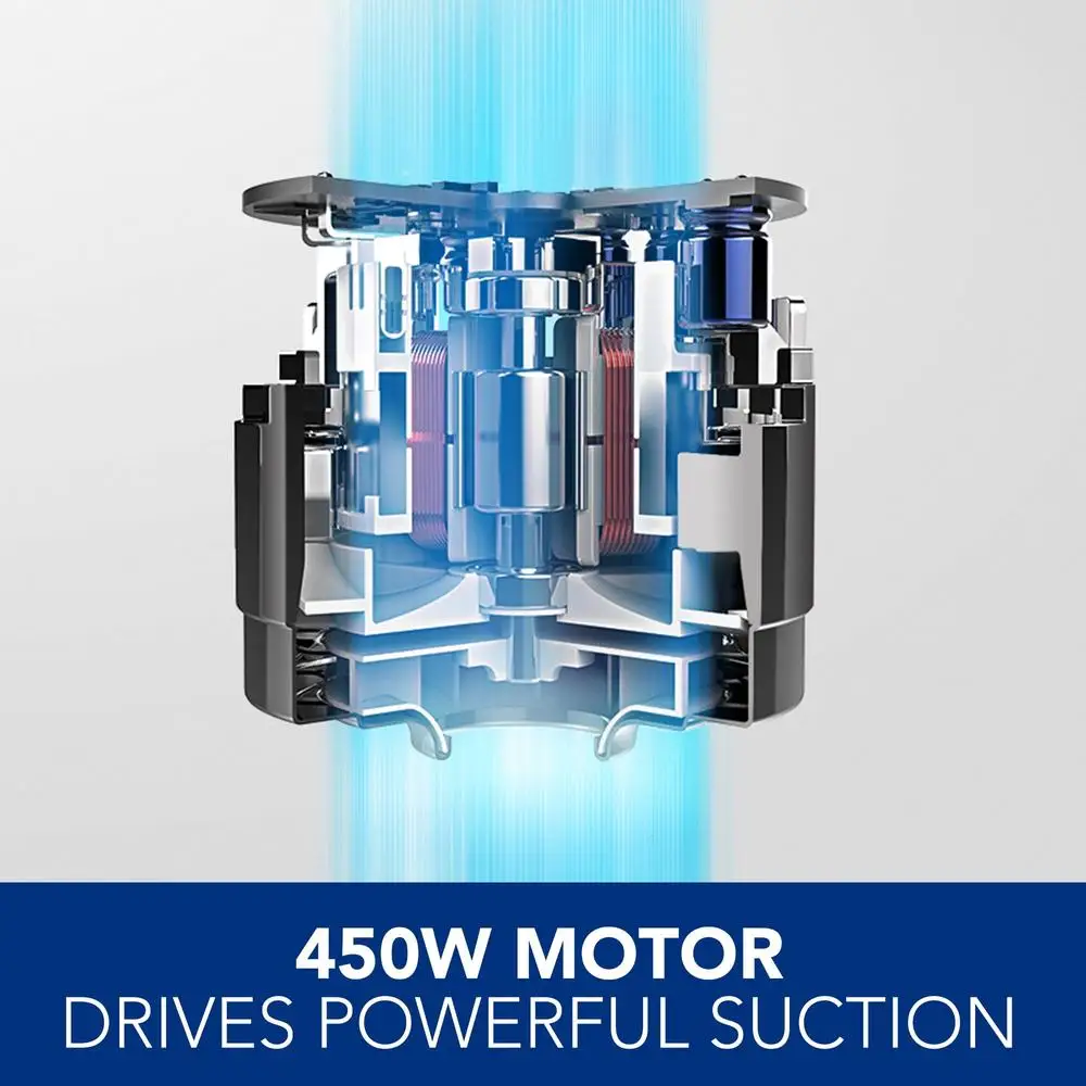 무선 진공 청소기 450W 강력한 흡입 120W 배터리 구동 40분 런타임 HEPA 필터 휴대용 및 스틱 다중 표면