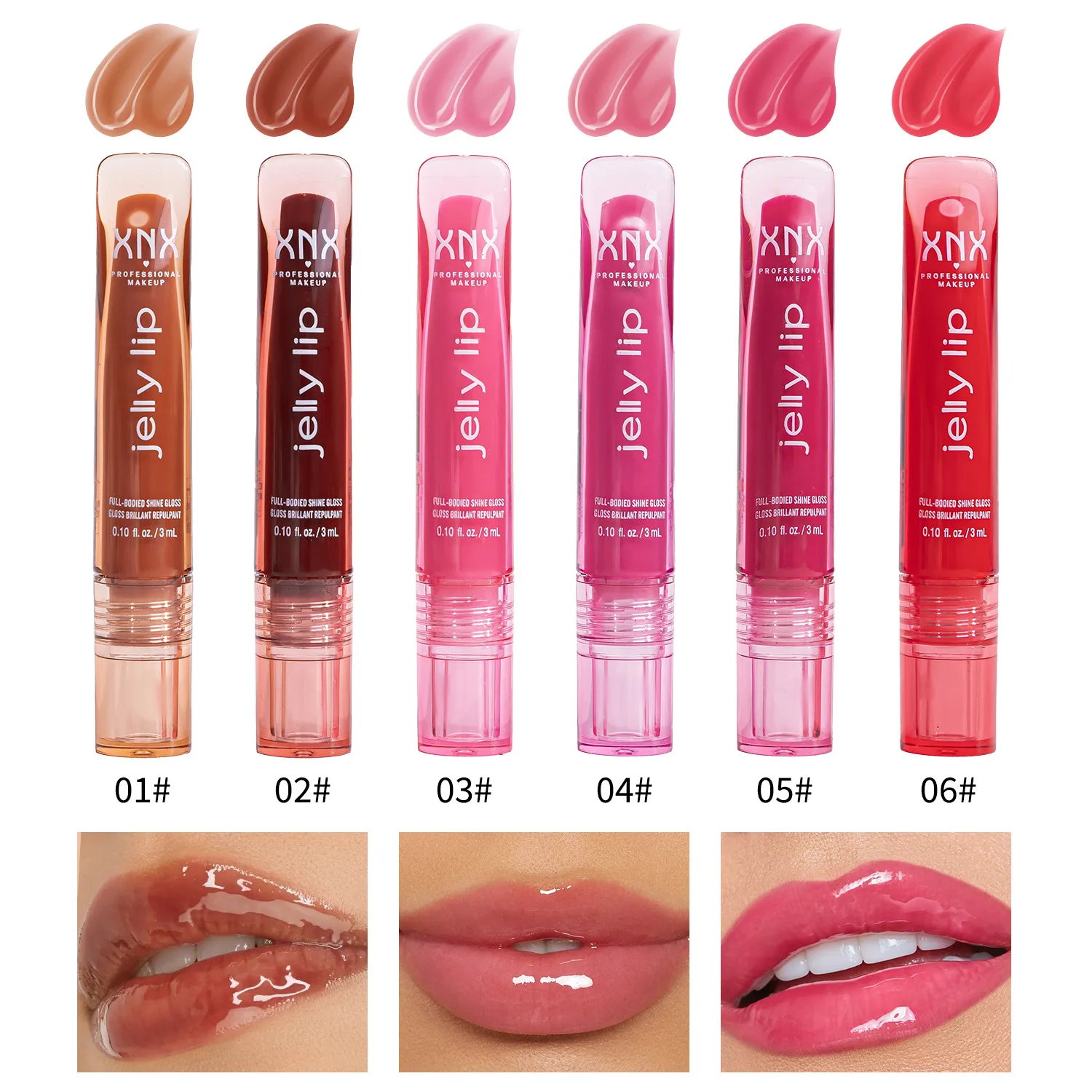 Glänzender Lipgloss Spiegelglanz-Lippenstift Geleeartige Textur Feuchtigkeitsspendende Formel Lippen-Make-up-Set Beliebte Farbtöne Lippenfarben-Kit