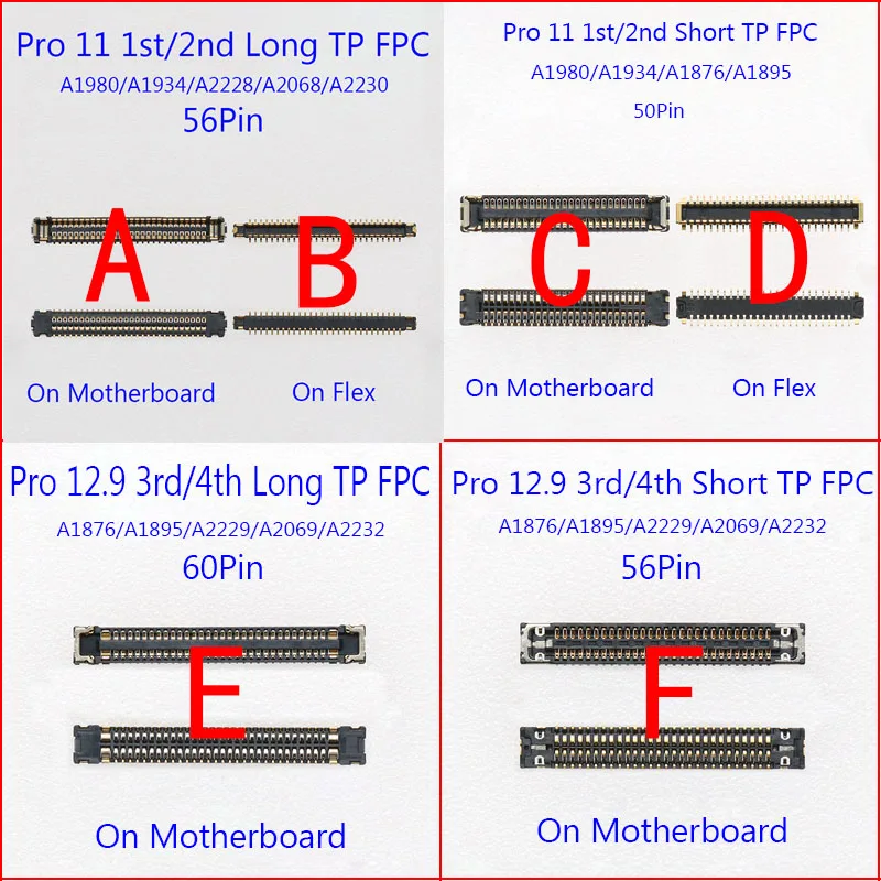 

Разъем для ЖК-дисплея FPC для iPad Pro 11 1st A1980/A1934/2nd A2228 A2230/Pro 12,9 3rd A1876 A1895/4th A2229 A2069, сенсорный экран