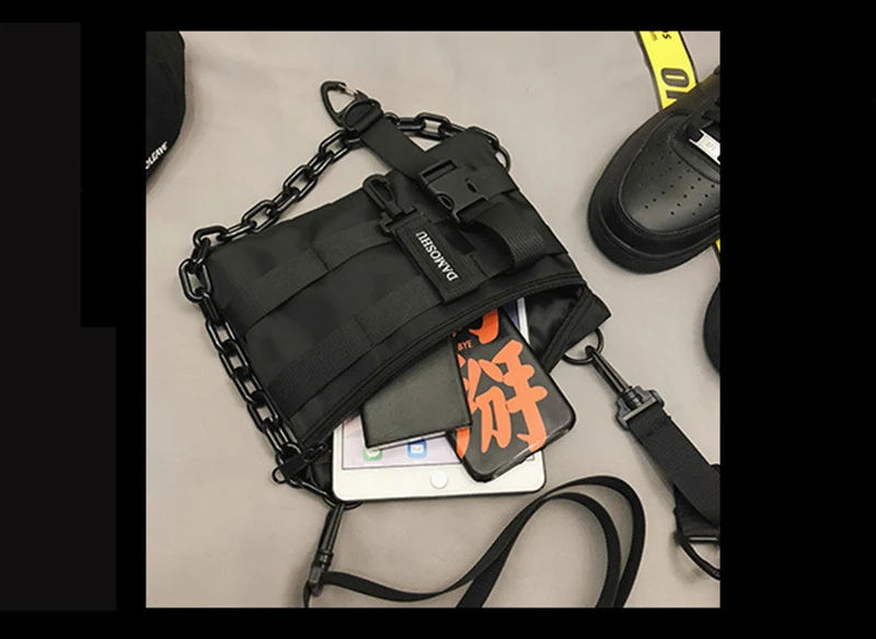 Funktionale Taktische Brusttasche für Unisex, Modische Hip-Hop-Weste, Streetwear-Tasche, Hüfttasche für Damen, Schwarze Wild-Brusttasche – Detail 10