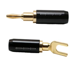 XSSH Audio Power Amplifier Universal Screw Type Brass Plated Gold Speaker Cable Jack Flexible with Banana Spade Detachable Plug