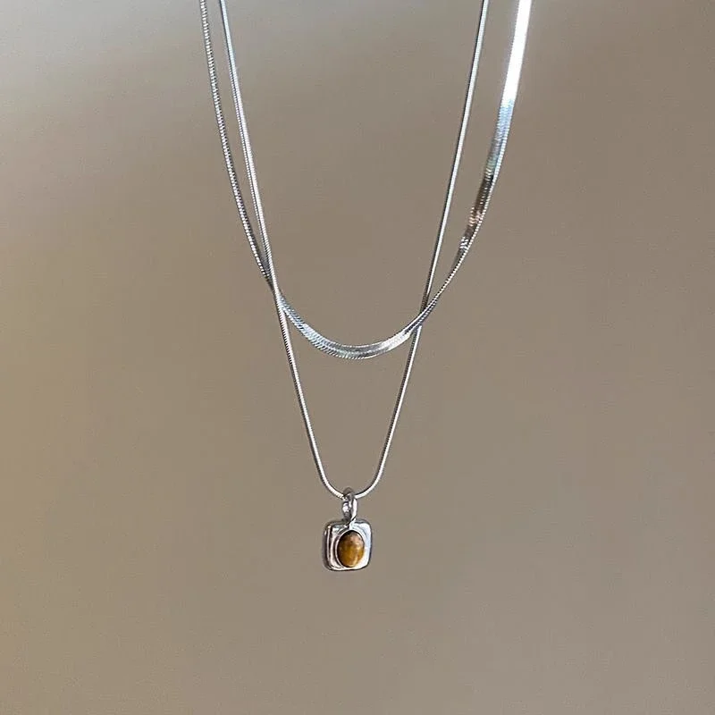 Natur Tigerauge Stein Anhänger & Halsketten für Frauen Hochwertige Natürliche Perlen Weben Halsketten Männer Mode Seil Kette Geschenke