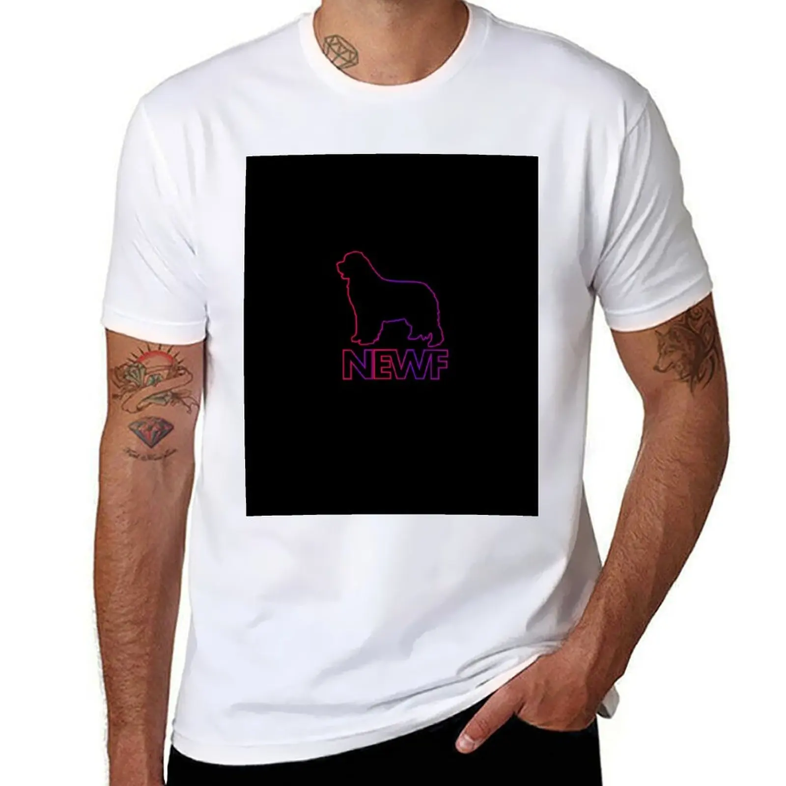 

Neon Newfoundland Dog Design T-Shirt Street Style Casual Tee Shirt