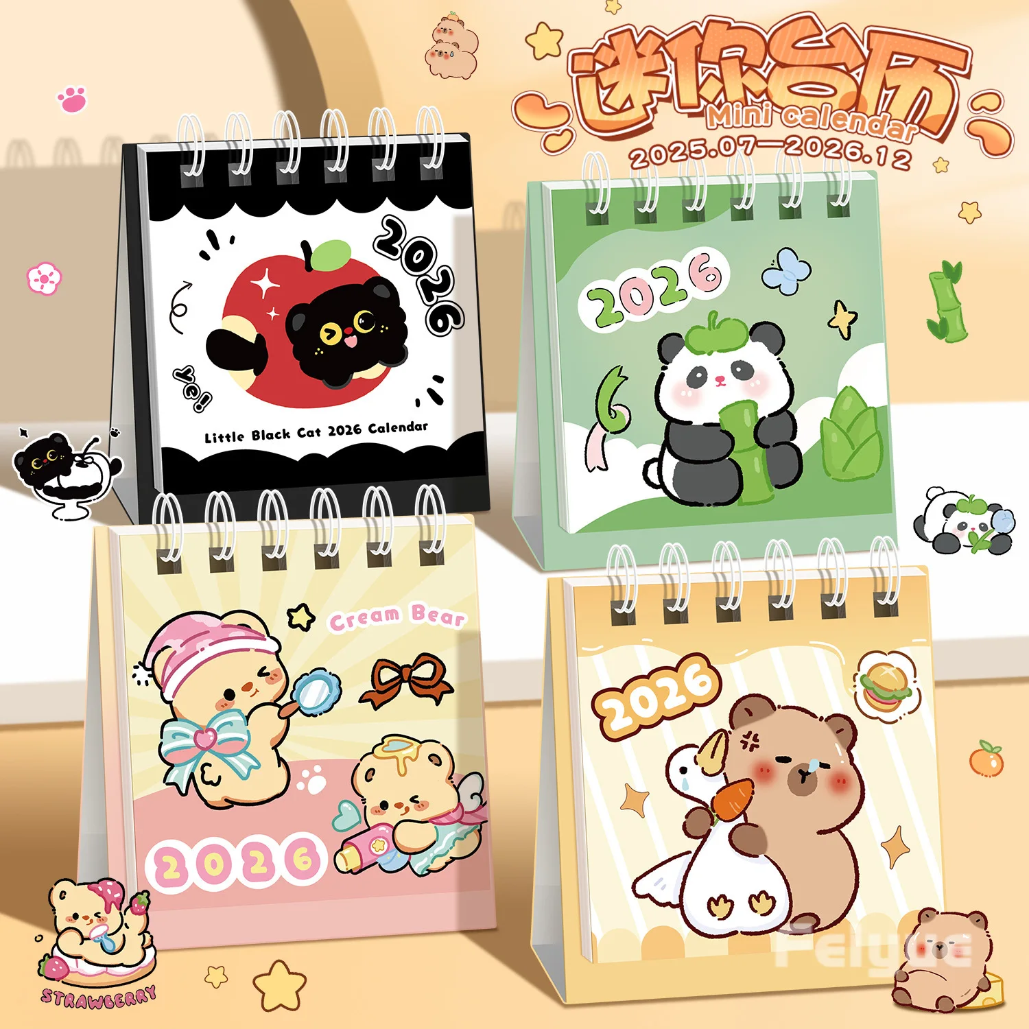

2026 Calendar Kapibara Cartoon Desk Calendar Cute Mini Calendar Student Office Desktop Calendars