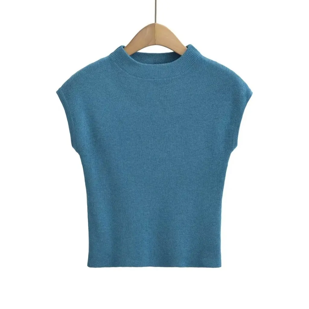 

Women's Pure Desire Slim-fit Short-Sleeved T-shirt Summer Elegant Thin Knitted Top for Slimming Inner Wear