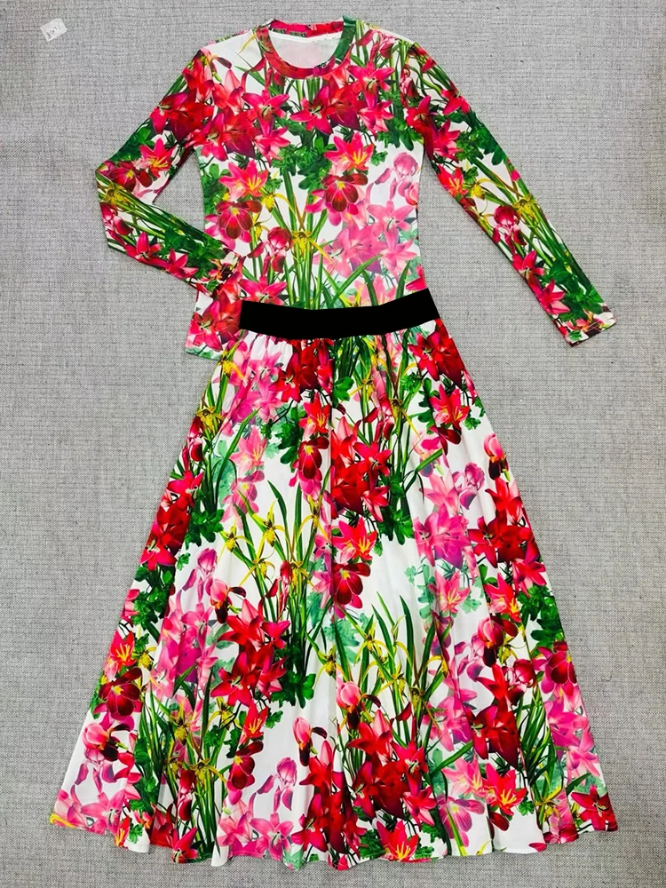 Conjunto De Dos Piezas De Ropa De Mujer Para Primavera 2026: Camiseta De Malla Tejida Con Estampado Retro + Falda Holgada De Cintura Alta Con Bloques De Color ﻿ — -21%, 13.29€ Coupon, from 49.99€ – 21% descuento – €49.99
