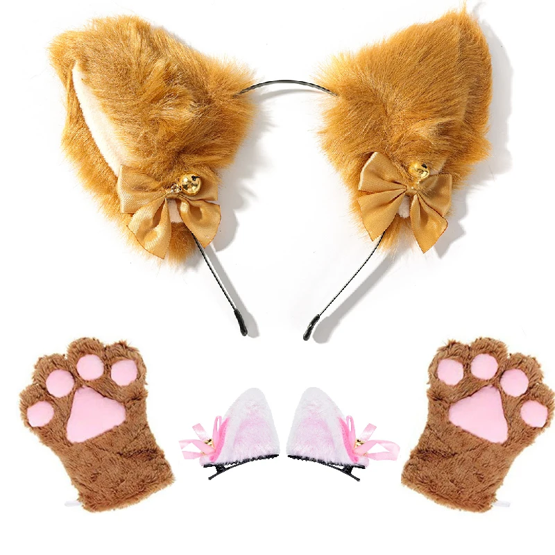Clip per capelli alla moda con orecchie di gatto, in morbido peluche, decorazione per capelli per tutte le occasioni