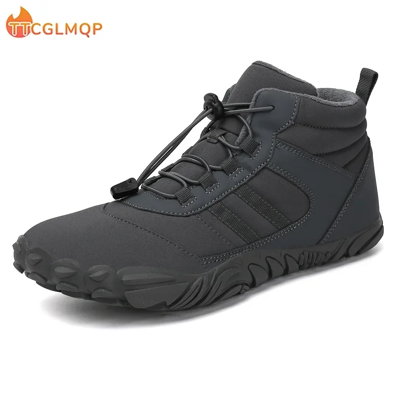 New Winter Booties Men Snow BareFoot Casual Shoes Outdoor Waterproof Work Shoes Warm Fur Men Ankle Shoes Snow Boots Plus Size 50