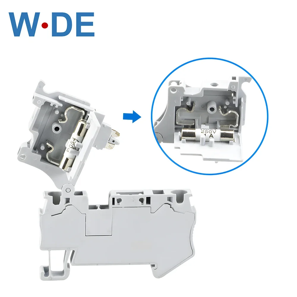 10Pcs ST 4-HESI 5X20 Fuse Terminal Block With Disconnect Lever Spring Connection Fuse Holder NS 35 DIN Rail Connector ST4-HESI