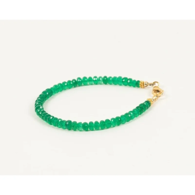 

A++ Natural Green Onyx Faceted Rondelle Gemstone Beads Handmade Bracelets 6-8''
