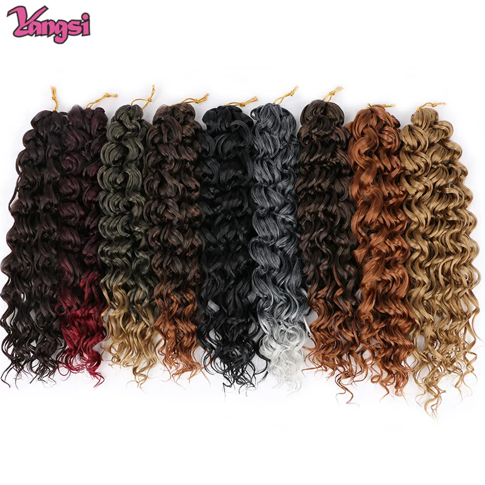 Full Star 18“ 14“GoGo Curl Crochet Hair Water Wave Curly Crochet Ombre Black Bug for Women Short Beach Curl Synthetic Deep Curly