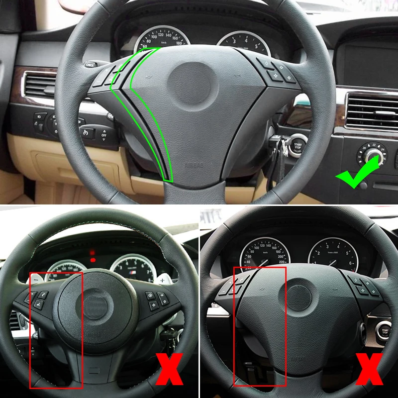 For BMW 5 Series E60 E61 2003 2004 2005 2006 2007 2008 2009 2010 ABS Chrome Car Steering Wheel Panel Switch Button Frame Cover