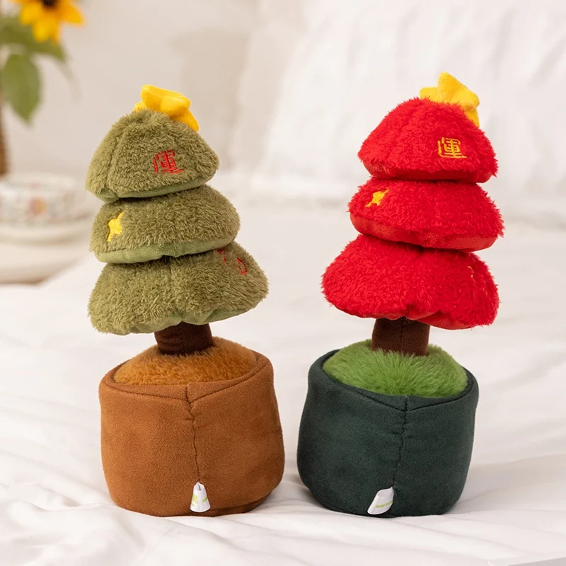 Albero di Natale impilabile in peluche da 30 cm con caratteri cinesi Fu, design soffice, morbido ornamento imbottito per la decorazione domestica, regalo del festival