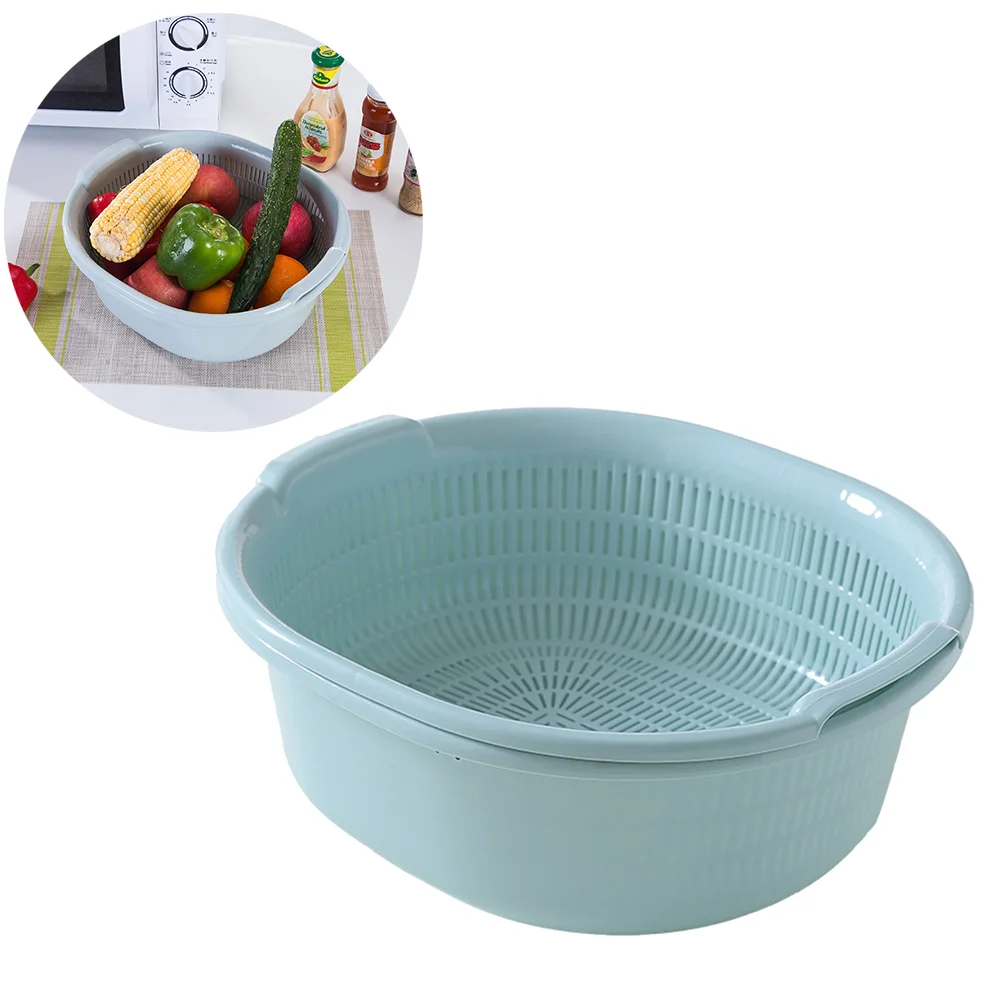 

Vegetable Cleaner Device Stackable Colanders Fruit Strainer Multifunctional Washing Bowl