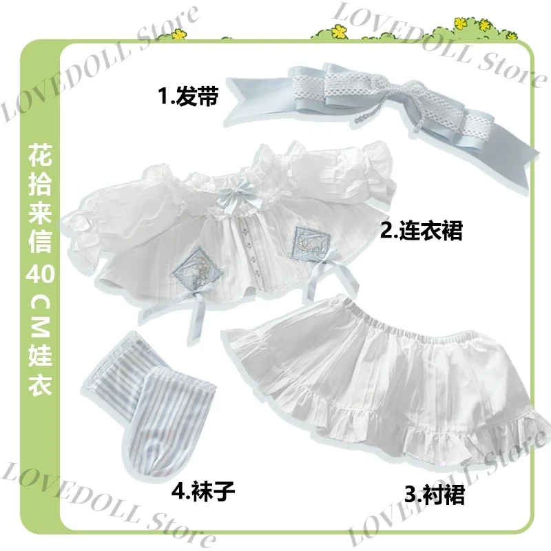 Spring Kawaii Girl Dolls Clothes Outfit Hair Band Dress Socks For 40 Doll Body Clothing No Attribute Costume Original