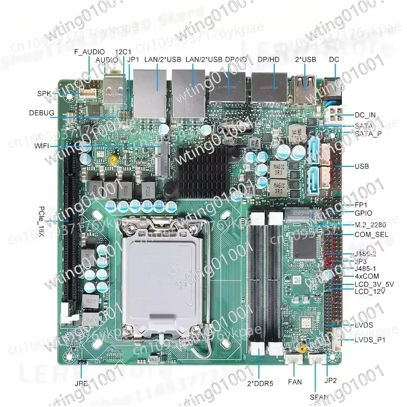 for 13th Gen Mini ITX Motherboard LGA 1700 H610 Q670 Dual LAN Dual DDR5 X86 Industrial Embedded System Board