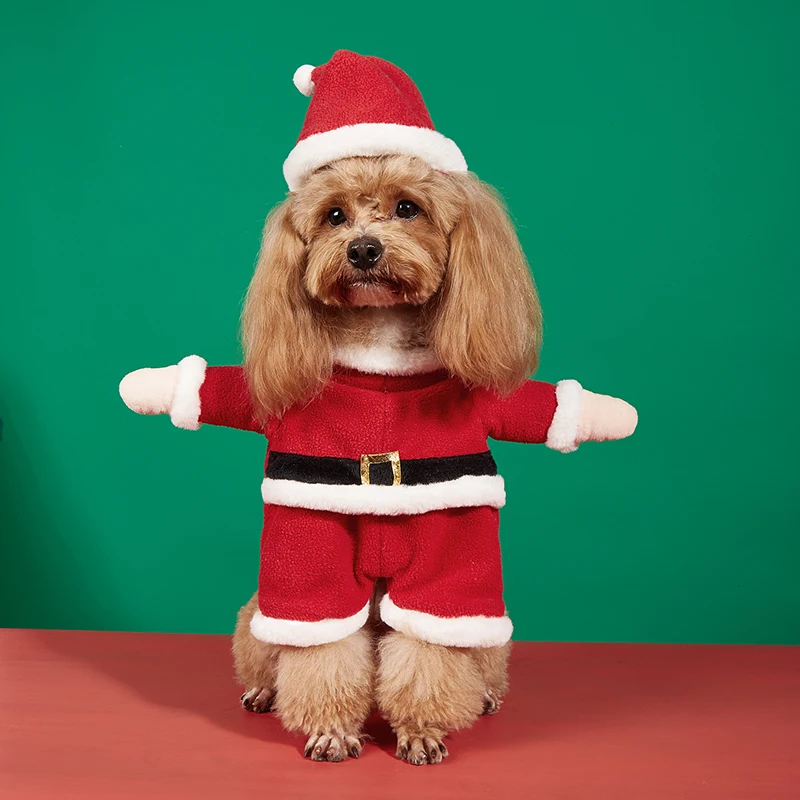 

Pet Dog Christmas Clothes Winter Warming And Cosplay New Fashion Cloth Fake Hand Santa Claus Costume New Year Dog Classic Gift
