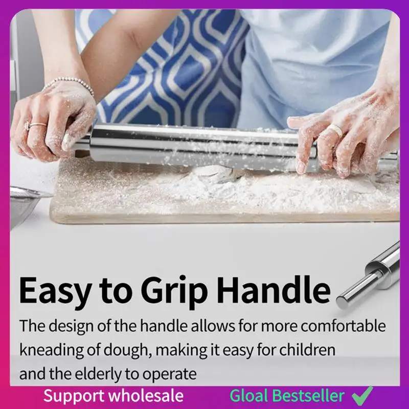 

A38M Dual Rolling Pin (17 Inches+12 Inches) -304 Stainless Steel Mini Roll Pins For Baking Pizza Dough Pie Cookie-Dough Rolle