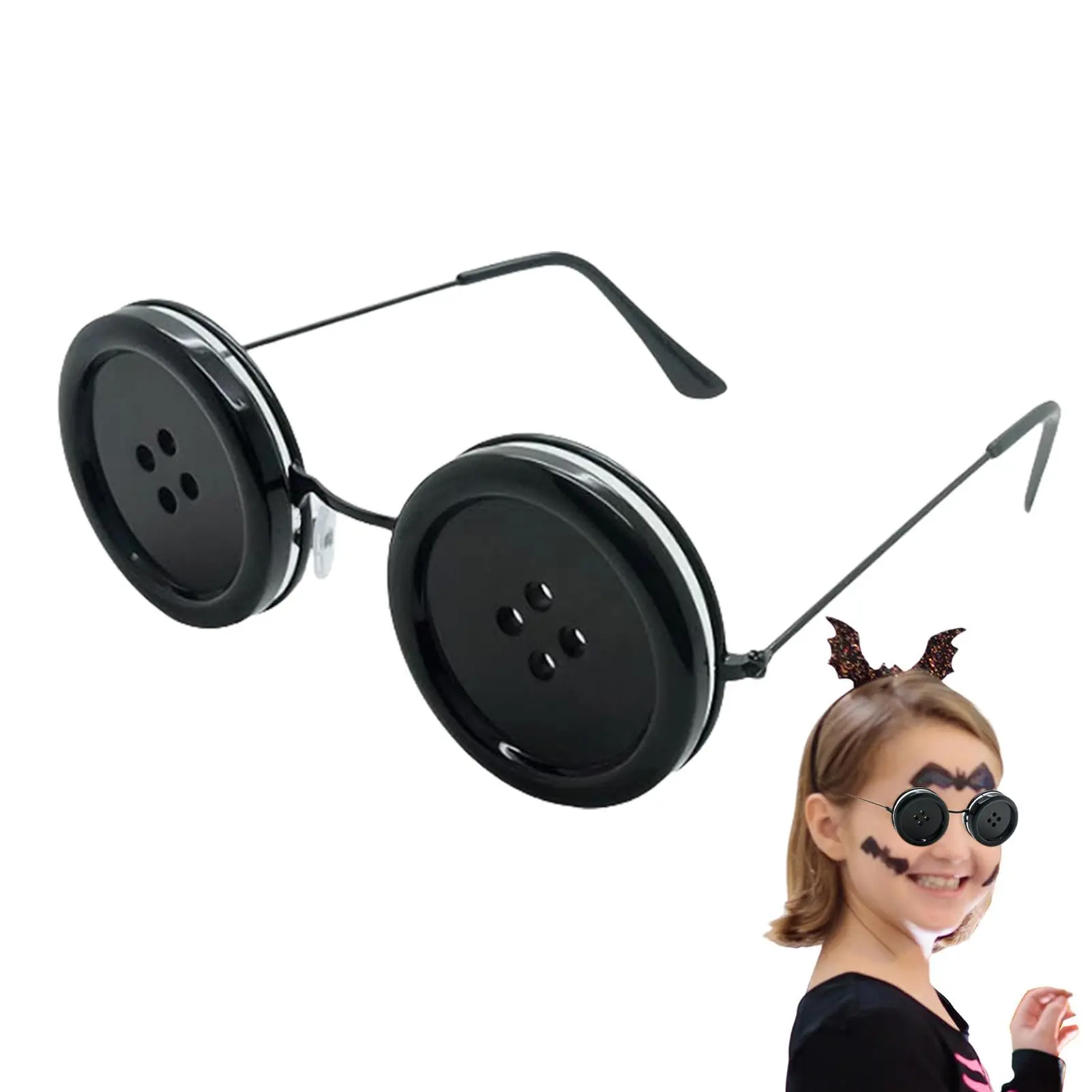 1pc Generic Coral Button Glasses Costume Accessory Glasses Dress-up Button Glasses Halloween Party Supplies for Adults and Kids