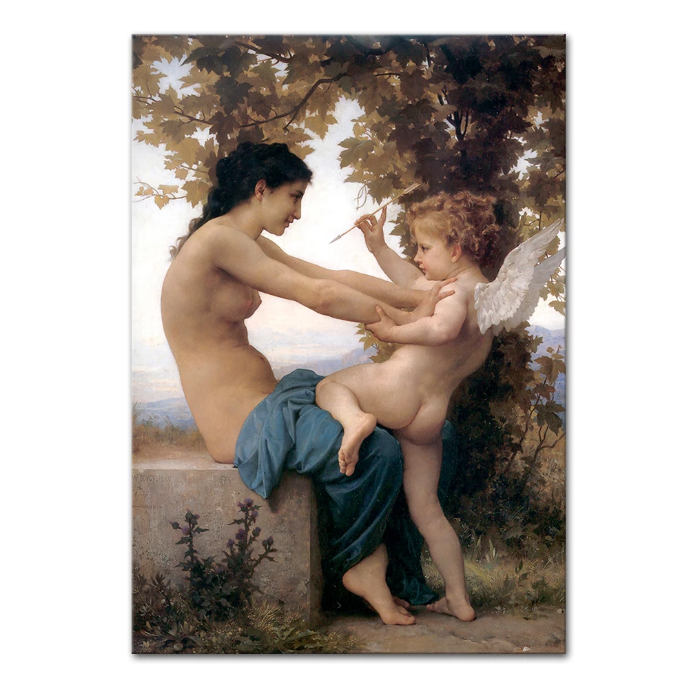 Arthyx,Printed Poster Angel\'s Of William Adolphe Bouguereau Oil Paintings On Canvas,Wall Art Pictures For Living Room Home Decor