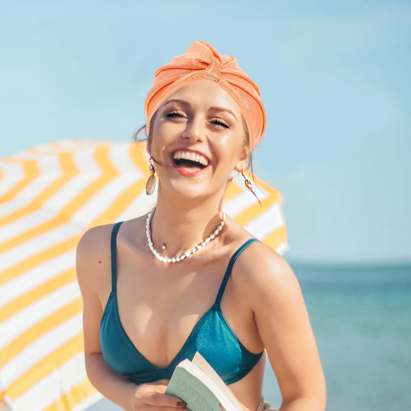 

Swimming Caps Women Bathing Hair Cap Gorro De Natacion Ladies Turban Large Scarf Hat Waterproof Elastic Swim Hat Durable Nylon