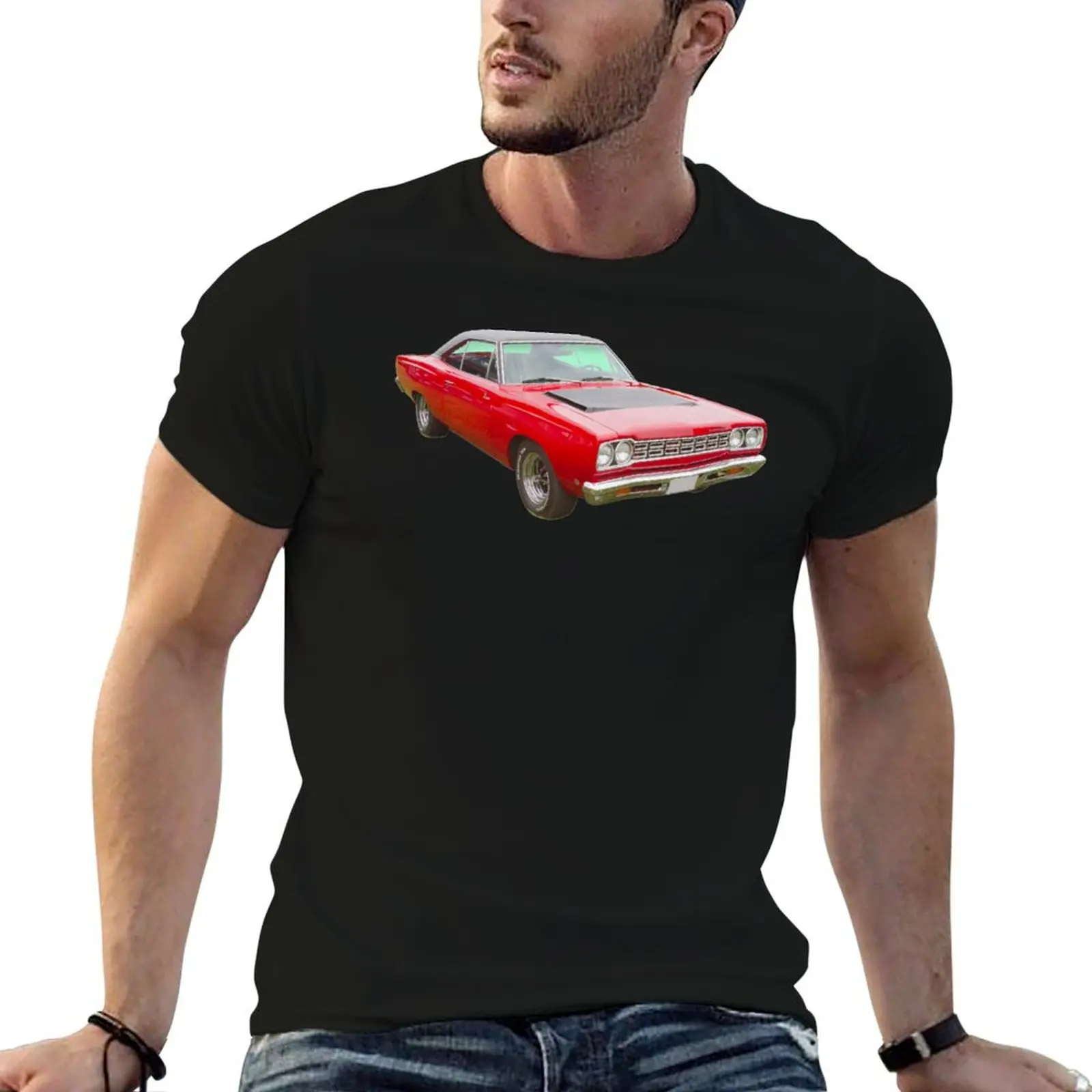 

Red 1968 Plymouth Roadrunner Muscle Car T-Shirt anime t shirts oversize t shirt man luxury T-Shirt