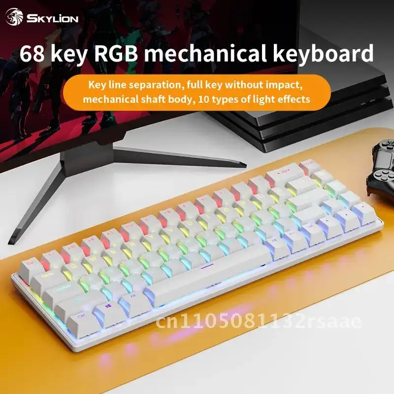 

Механическая проводная клавиатура K68, зеленая и красная ось, разделение линии клавиш для компьютера, ноутбука, внешнего офисного и игрового использования