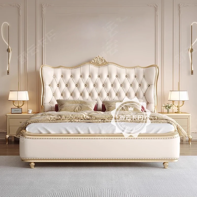 

European Bedroom Massage Bed Loft Frame Sofa Queen Luxury Bed Double Wooden Girls Design Safe Princess Muebles Trendy Furniture