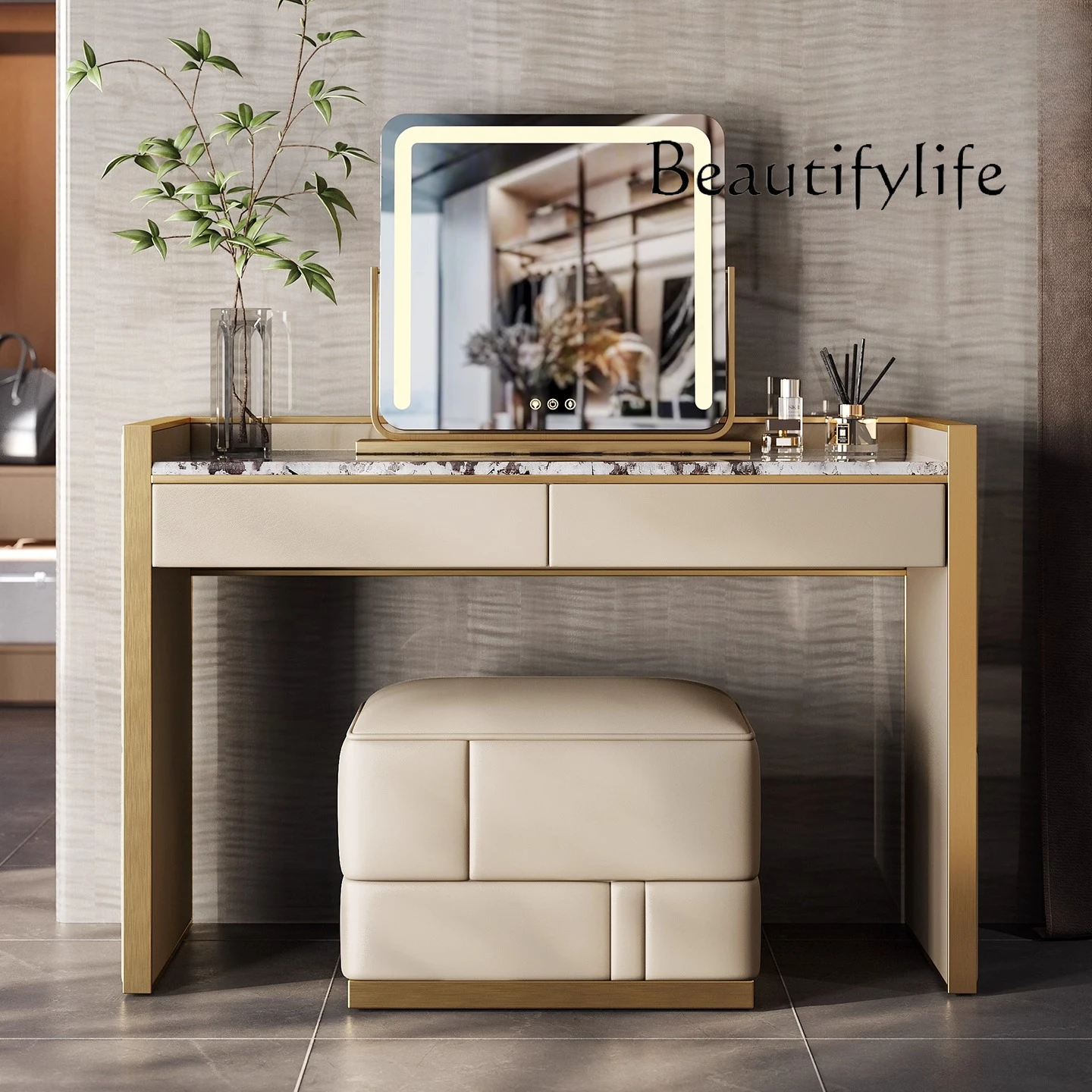 

Light luxury makeup table villa large flat mansion designer custom high-end solid wood marble