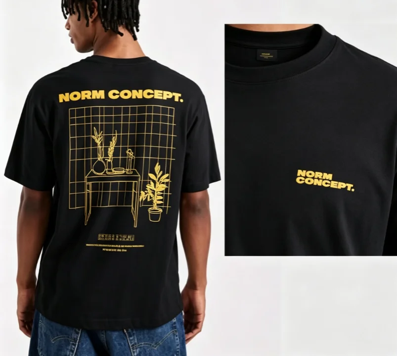 2026 Gold line drawing still life pattern print - suitable for both men and women - casual cotton short-sleeved T-shirt