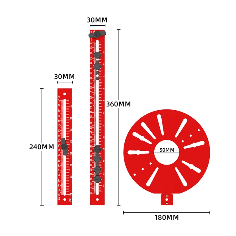 1Set 4 in 1 Router Milling Groove Bracket for Cutting Large Circles from 10" Up to 58", Aluminum Alloy Router Circle Cutting Jig