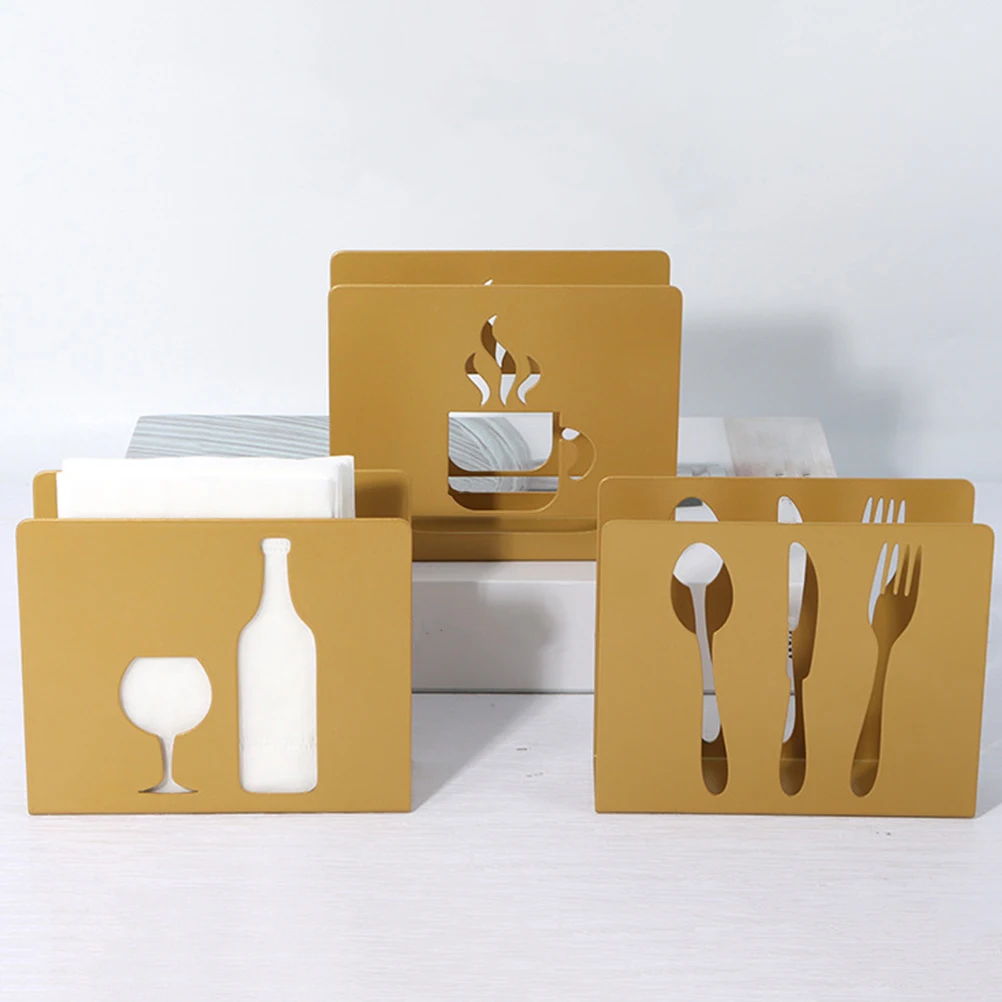 

Napkin Stand Holder Metal Modern Decorative Storage Restaurant Tableware Hollow Design Freestanding Stainless Steel Creative