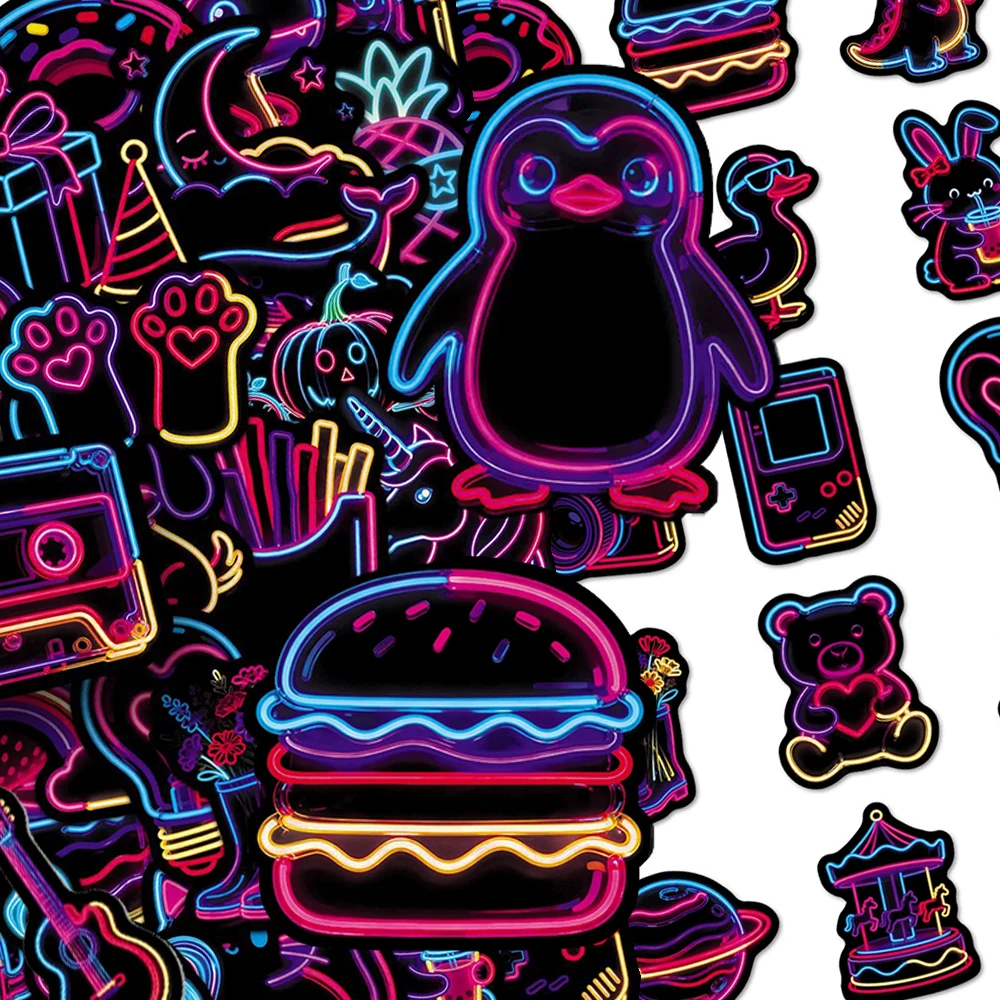 10/30/50pcs Ins Style Cute Neon Graffiti Stickers Funny Cartoon Pattern Decals Water Bottle Laptop Phone Waterproof Sticker Pack