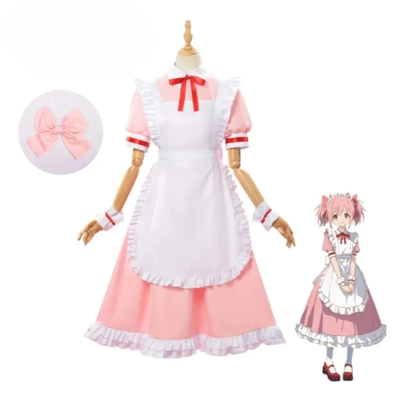 

Anime Puella Magi Madoka Magica Kaname Madoka Cosplay Costume Lolita Maid Dress Cute Maid Party Stage Women Cosplay Halloween