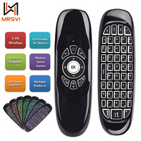 MRSVI C120 7-Color Backlight Fly Air Mouse Gyro Sensor Wireless 2.4G RF Keyboard Remote Control For Android Smart TV Box