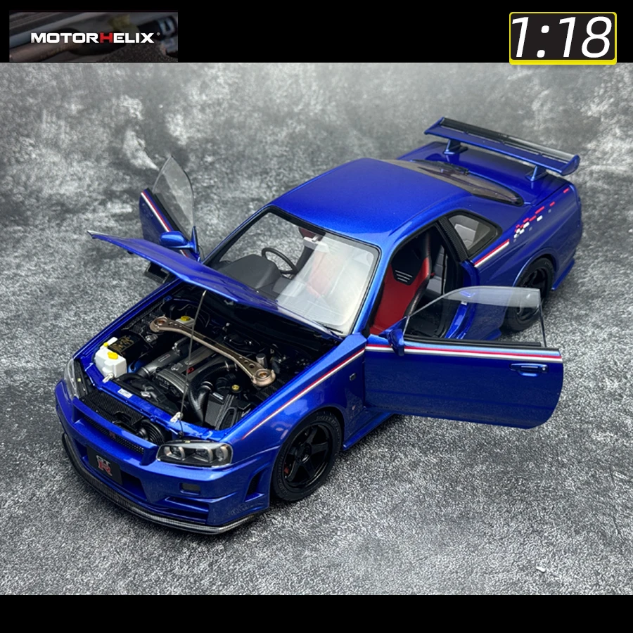 MotorHelix 1:18 FOR Nissan Skyline GT-R Nismo R34 CRS Ver metal Car model Send to a friend Birthday present Static ornament