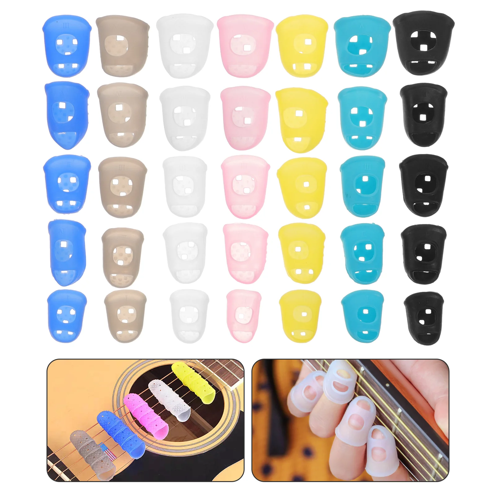 

35 Pcs Guitar Finger Protectors Cots Silicone Fingertip Sleeve Ingrown Toenail Guitars