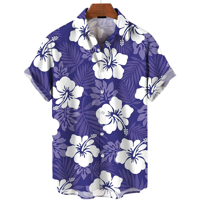 Camisas hawaianas de manga corta con estampado 3D de plantas, blusa de gran tamaño con estampado de flores, tendencia de verano