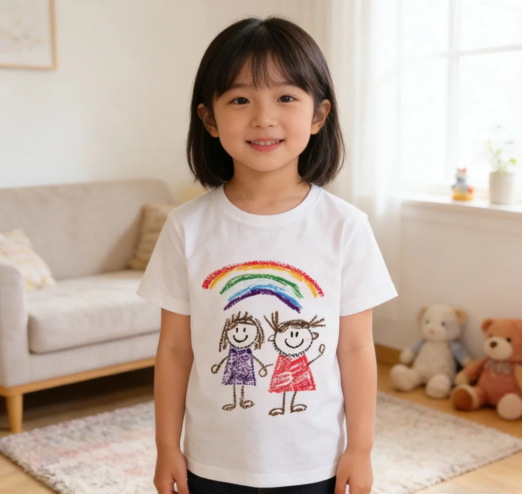 

Семейная хлопковая футболка с ручной росписью и принтом, одинаковая уличная одежда для родителей и детей Y2K, свободный крой, повседневный детский топ с круглым вырезом