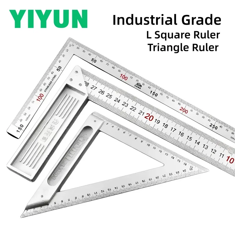 25cm 30cm 50cm Stainless Steel Square Ruler Aluminum Alloy Triangle Ruler Turning Ruler Woodworking Ruler Measuring Tools Gauge