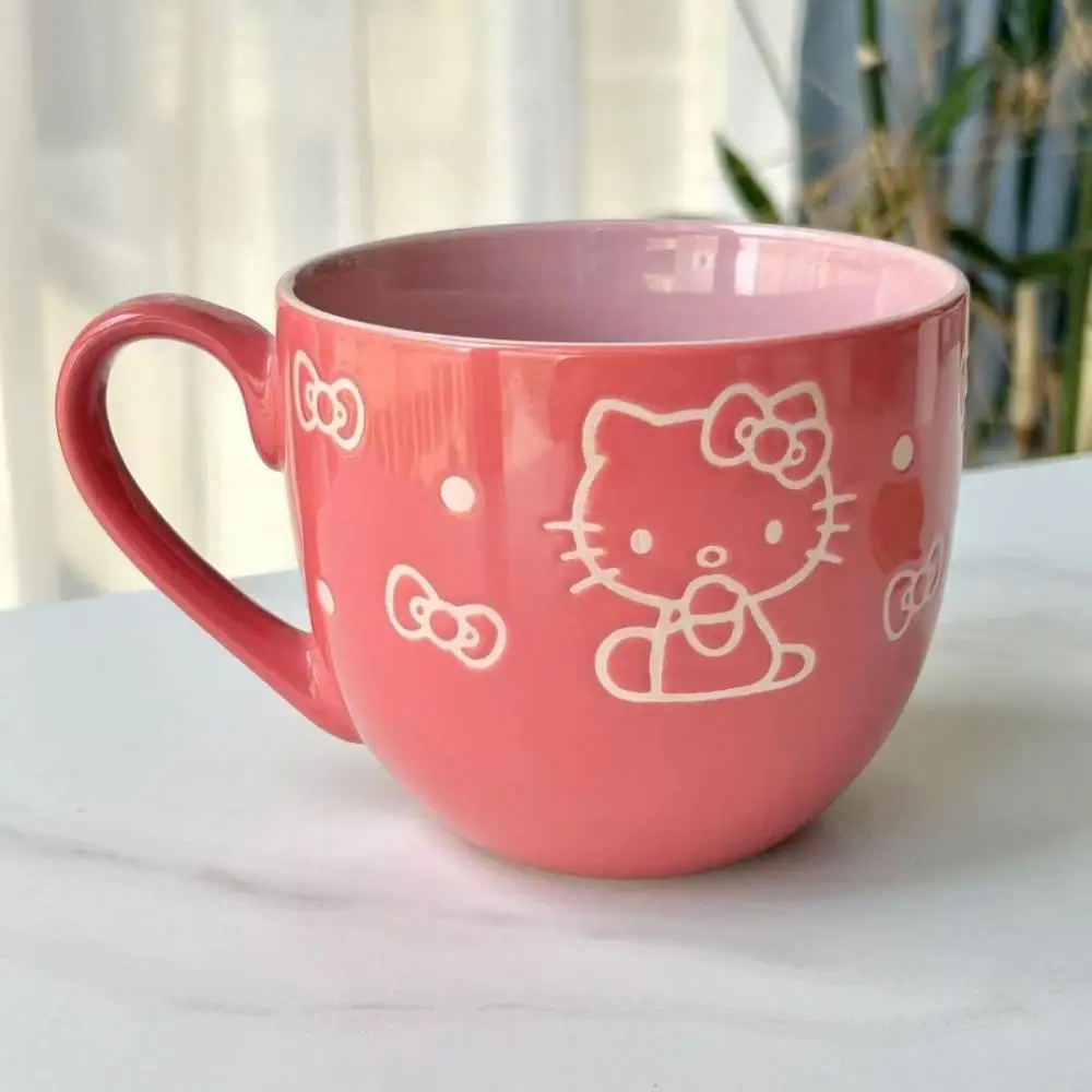 Cartoon Character Hello Kitty Apple Season Series Ceramic Cup with Saucer 500Ml/kitty Cat Ceramic Cup Coffee Milk Gift