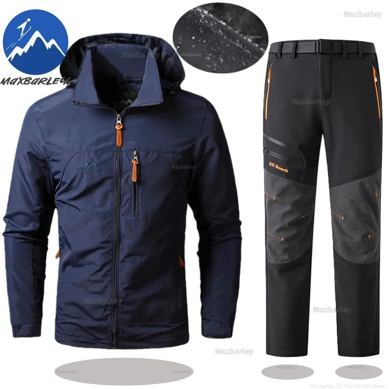 

Maxbarley Safari Styl Tracksuit Sets Men Travel Waterproof Windbreaker Jacket+Pants 2 Piece Suits Work Training Suit Autumn 2026